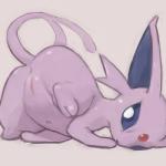 1:1 2016 anus blush butt canid canine eeveelution espeon female feral generation_2_pokemon genitals hi_res inviting looking_back mammal nintendo nude on_model pokemon pokemon_(species) presenting presenting_hindquarters pussy raised_tail rear_view simple_background solo spread_legs spreading tail youjomodoki