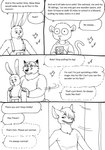 2023 anthro bernielover canid canine clothing comic dialogue disney english_text fan_character fox gideon_grey hi_res humanoid_hands lagomorph leporid mammal monochrome musical_note musical_symbol nate_hopps overalls rabbit red_fox shirt slightly_chubby symbol text topwear true_fox zootopia