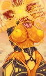 absurd_res areola artificial_intelligence big_areola big_breasts breasts cephalon cephalon_simaris_(warframe) dialogue diamoreting digital_extremes english_text female hi_res hologram huge_breasts humanoid nipples puffy_areola puffy_nipples solo tencent text thick_thighs warframe wide_hips