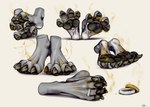 absurd_res barefoot bodily_fluids claws dirty dirty_feet feet foot_fetish grimy hi_res machine muffinvinvin paws protogen smelly smelly_feet soles stink_fumes stink_lines sweat talus toes tops unwashed