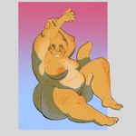 1:1 2024 alphys anthro belly big_belly big_butt breasts buckteeth butt digital_drawing_(artwork) digital_media_(artwork) female freckles genitals hi_res humanoid lizard lying_on_ground monster nipples non-mammal_breasts nude on_ground pussy red_breadd reptile scalie shaded simple_background slightly_chubby slightly_chubby_female smile solo stretching tail teeth thick_thighs undertale undertale_(series) wide_hips