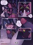 2024 agious anthro blush bodily_fluids breasts butt close-up comic dialogue duo english_text erection felid feline female generation_7_pokemon generation_9_pokemon genital_fluids genitals glans green_eyes heart_symbol hi_res humanoid_genitalia humanoid_penis incineroar male male/female mammal meowscarada mira_(agious) nintendo nipples penis plant pokemon pokemon_(species) pussy red_eyes sex spread_legs spreading tail teeth text url vaginal vaginal_fluids wood yellow_sclera