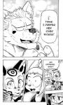 adelgund anthro avian beak bird canid canine canis cheetah comic cookie_(furryfight_chronicles) daigaijin dialogue domestic_dog english_text exclamation_point felid feline female furryfight_chronicles german_shepherd herding_dog hi_res mammal monochrome nyarai_(furryfight_chronicles) pastoral_dog peki_polight penguin rodent sciurid slap smile surprise text