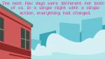 blue_background blue_sky building city cityscape comic digital_media_(artwork) english_text fog inner_monologue narration outside pink_text red_wall shane_frost simple_background sky text thinking window zero_pictured