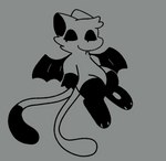 2_tails anonymous_artist anthro black_feet black_hands black_tail_tip black_white black_wings dipstick_tail feet generation_1_pokemon legendary_pokemon lyzendaer male markings mew_(pokemon) monochrome multi_tail nintendo pawpads pokemon pokemon_(species) solo tail tail_markings wings