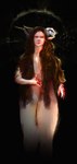 absurd_res banguela brown_hair digital_media_(artwork) digital_painting_(artwork) female hair heterochromia hi_res horn horned_humanoid humanoid humanoid_pointy_ears inner_ear_fluff lips long_ears long_hair markings not_furry nude nude_female simple_background solo tagme tuft