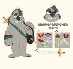 Rating: s
ID: 4664870
Date: 2024-03-17 23:59:03 -0400
Status: active
Score: 2
2022 accessory anthro arrow_sign bag black_eyes black_nose bracelet brown_claws bugsnax claws digital_media_(artwork) english_text facial_piercing fan_character fur grey_body grey_eyes grey_fur grey_hair grummy_gruncher_(shaibey) grumpus hair half-closed_eyes hand_on_object hi_res jewelry leg_scar lgbt_pride looking_at_viewer melee_weapon model_sheet narrowed_eyes nonbinary_(lore) nonbinary_pride_colors nose_piercing piercing pin_accessory pin_button pride_colors pride_pin procreate_(artwork) scar shaibey simple_background smile solo standing sword sword_on_back teeth text weapon white_background young_horses post #4664870