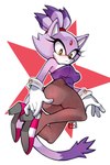 accessory amber_eyes anthro blaze_the_cat butt clothing corset eyelashes female footwear forehead_gem fur gem gloves hair hair_accessory hair_tie handwear hi_res high_heels lingerie misswerehog multicolored_body multicolored_fur purple_body purple_fur sega shoes simple_background solo sonic_the_hedgehog_(series) topwear white_body white_clothing white_fur white_gloves white_handwear