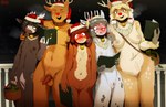 2023 anthro areola balls bella_hawthorne_(the-miniscule-task) biped black_body black_fur blush breasts brown_body brown_fur caroling casual_nudity christmas christmas_clothing christmas_headwear clothing darter_(the-minuscule-task) deer embarrassed erection female fur genitals group hat headgear headwear hi_res holidays lakvi_(the-minuscule-task) male mammal mostly_nude new_world_deer nipples nude penis public public_nudity pussy reindeer rue_(the-minuscule-task) santa_hat small_breasts takna_(the-minuscule-task) tan_body tan_fur the-minuscule-task white_body white_fur