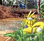 amazon anthro anus bandai_namco canid canine cool. detailed_background digimon digimon_(species) english_text female forest fox genitals hi_res jungle mammal nude outdoor_nudity outside plant pussy renamon river solo text tree truck