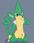 anthro anthrofied balls bottomwear bottomwear_down clothed clothing elemental_creature erection flora_fauna foreskin fur generation_5_pokemon genitals green_body green_fur hi_res humanoid_genitalia humanoid_penis male mammal navel nintendo pants pants_down partially_clothed partially_retracted_foreskin penis plant pokemon pokemon_(species) pokemorph posexe primate simisage solo white_body white_fur