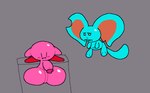 2024 alien anthro balls big_balls black_eyes black_nose blue_body blue_ears blue_fur blue_tail chinchilla chinchillid digital_media_(artwork) duo elfilin flying fur genitals grey_background huge_balls humanoid hyper hyper_balls hyper_genitalia kirby kirby_(series) kirby_and_the_forgotten_land looking_at_genitalia looking_at_own_penis looking_at_penis looking_at_self looking_down male mammal navel nintendo penis pink_body rodent simple_background standing superiorfox tail teeth waddling_head x_navel