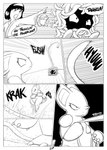 2017 anthro asian_clothing battle black_and_white clothing comic dialogue east_asian_clothing elemental_creature english_text erika_(pokemon) female fight flora_fauna generation_1_pokemon gym_leader hi_res horn human japanese_clothing kimono mammal monochrome nidoqueen nintendo plant pokemon pokemon_(species) queenie_(shoutingisfun) shoutingisfun tangela tentacles text vines