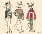 badgercat beastly_crimes beastly_crimes_(2024) biped bottomwear clothing concept_art domestic_cat felid feline felis mammal official_art pants scarf shirt simple_background solo sweater topwear unknown_artist