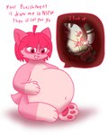 anthro domestic_cat drawing_tablet endosoma felid feline felis female female_pred fur hi_res hybrid male male/female male/male male_prey mammal niko_(nikoransfw) nikora_(nikoransfw) nikoransfw pink_body pink_fur punishment safe_vore tablet tablet_pen unwilling_prey vore