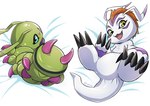 Rating: s
ID: 4117941
Date: 2023-06-18 13:47:40 -0400
Status: active
Score: 14
ambiguous_gender bandai_namco bed bedding bedding_background blue_eyes claws digimon digimon_(species) duo featureless_crotch feral fur furniture gomamon green_body green_eyes hair looking_at_viewer lying on_back on_front red_hair segmented_body shoru white_body white_fur wormmon post #4117941
