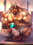 anthro big_arms big_bulge big_muscles big_pecs blush bodily_fluids bottomwear bulge canid canine canis clothing crouching domestic_dog dripping eyewear eyewear_on_head genital_fluids genitals german_shepherd girthy haru_sbarkle herding_dog hi_res huge_bulge humanoid_genitalia humanoid_penis leaking_precum male mammal mirror_selfie muscular muscular_anthro muscular_male musk pastoral_dog pecs penis penis_peek penis_poking_out precum precum_drip selfie shirt shorts solo sunglasses sunglasses_on_head sweat tail taking_picture taking_selfie tank_top tongue tongue_out topwear vein veiny_muscles vorusuarts wet wet_clothing white_bottomwear white_clothing white_shorts yellow_eyes