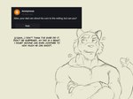 4:3 absurd_res allan_(zourik) anthro ask_blog english_text generation_7_pokemon hi_res incineroar line_art male muscular muscular_male nintendo pokemon pokemon_(species) solo text zourik