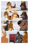 2021 2:3 abs anthro anthro_on_anthro beard biceps blue_eyes blush brown_body butt butt_slap canid canine canis clothed clothing collar color_coded color_coded_text comic countershading dialogue dobermann domestic_dog dream_and_nightmare ear_piercing english_text facial_hair felid goatee group hi_res lagomorph leporid male male/male mammal muscular muscular_anthro muscular_male night_(dream_and_nightmare) nipples nude orange_body page_number pantherine pecs piercing pinscher pointy_speech_bubble rabbit rex_(dream_and_nightmare) rick_(dream_and_nightmare) slap species_in_dialogue speech_bubble spiked_collar spikes stripes text tiger trio