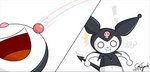 absurd_res animal_humanoid anthro cdrspark demon exclamation_point female feral force_feeding forced gulp_(sound_effect) hi_res humanoid kuromi lagomorph lagomorph_humanoid leporid leporid_humanoid mammal mammal_humanoid onegai_my_melody rabbit sanrio solo spade_tail swallowing tail