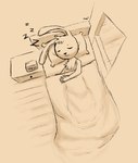 Rating: s
ID: 5270157
Date: 2024-12-27 16:50:26 -0500
Status: active
Score: 5
2020 alarm_clock anthro bed black_nose clock drawer eyebrows eyes_closed female fluffy fluffy_chest furniture head_on_pillow high-angle_view jubb lagomorph leporid mammal on_bed pillow rabbit signature simple_background sleeping smile solo sound_effects tan_background under_covers vowelless vowelless_sound_effect window zzz post #5270157