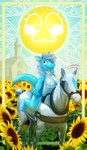 2022 animate_inanimate anthro biped breasts bridle card card_template detailed_background digital_drawing_(artwork) digital_media_(artwork) dragon elemental_creature elemental_dragon equid equine featureless_breasts female feral flower fortune_telling glistening harness hi_res horse ice_dragon inflatable kirby5329 living_inflatable major_arcana mammal mount mythological_creature mythological_scalie mythology nude outside plant reins rider riding saddle scalie sexotheque smile sun sunflower tail tarot tarot_card the_sun_(tarot)