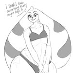 1:1 2024 2dliquid anthro bandai_namco belly biped bra clothed clothing comic dialogue digimon digimon_(species) english_text female heart_symbol hi_res lingerie monochrome multicolored_body sketch skimpy solo speech_bubble standing terri_(blazethefox) terriermon text underwear