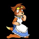 1:1 alpha_channel anthro blush breast_growth breasts buizel clothed clothing female fur gender_transformation generation_4_pokemon growth kipaki kneeling looking_down maid_uniform medium_breasts mtf_transformation nintendo orange_body orange_fur pokemon pokemon_(species) shrinking simple_background size_transformation solo species_transformation surprised_expression tail tail_growth transformation transparent_background uniform