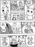 2019 3:4 5_fingers 7_panel_comic accessory ambiguous_gender antennae_(anatomy) anterior_nasal_aperture anthro bag bayani_(yapc) biped black_and_white black_eyes black_nose black_text bow_ribbon celebi celebi_(yapc) cheek_spots comic dialogue digital_media_(artwork) directional_arrow eevee elekid ellipsis english_text eyebrows eyelashes eyes_closed feral fingers flavia-elric floating fluffy fluffy_tail fur gem generation_1_pokemon generation_2_pokemon generation_5_pokemon generation_7_pokemon group hair jewelry lampent legendary_pokemon lips lipstick litwick looking_at_another lux_(yapc) madam_alice_(yapc) makeup mimikyu monochrome neck_tuft necklace nidoran nidoran♀ nintendo open_mouth open_smile oranguru paris_(yapc) paws pearl_(gem) pearl_necklace pikachu pokemon pokemon_(species) pokemon_mystery_dungeon pupils question_mark rayne_(yapc) rock sentret smile speech_bubble spike_chunsoft standing tail talking_to_another teeth terry_(yapc) text tuft wartortle white_sclera wings