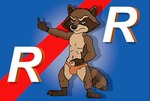 animal_genitalia anthro bastiondurr clothing genitals gesture guardians_of_the_galaxy hand_gesture herrotheotter male mammal marvel middle_finger penis penis_tip procyonid raccoon rocket rocket_raccoon sheath solo underwear