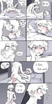 1:2 animal_humanoid balls bed blush bodily_fluids butt canid canid_humanoid canine canine_humanoid collar comic dialogue dog_humanoid dominant dominant_human dominant_male drooling duo english_text furniture genitals good_boy hi_res human humanoid izuku_midoriya katsuki_bakugou male male/male mammal mammal_humanoid mind_break my_hero_academia nude penis pretty_werewolf saliva submissive submissive_humanoid submissive_male text