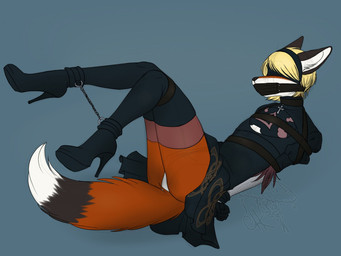 Rating: q
ID: 5584707
Date: 2025-05-19 20:23:21 -0400
Status: active
Score: 13
4:3 anthro arms_tied black_body black_fur blindfold blonde_hair blue_background boots bound canid canine clothed clothing collar cosplay crossdressing cuff_(restraint) dress femboy footwear fox fur gag gagged hair hands_behind_back high_heeled_boots high_heels jessie_lockhart legs_tied legs_up lying male mammal muzzle_(object) muzzle_gag muzzled on_back orange_body orange_fur panel_gag restraints scarlett_the_red shoes simple_background solo submissive submissive_anthro submissive_male underwear white_body white_fur post #5584707