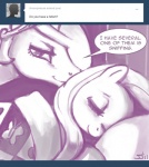 2011 arthropod ask_blog ask_princess_molestia bed butterfly crown dialogue duo english_text equid equine eyes_closed fan_character female female/female feral fluttershy_(mlp) friendship_is_magic furniture hair hasbro headgear horn horse insect john_joseco lepidopteran long_hair mammal monochrome my_little_pony pillow pony princess princess_celestia_(mlp) princess_molestia royalty sleeping sniffing text tiara tumblr