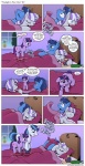 8_panel_comic alarm_clock bed bedding blanket blue_eyes blue_hair book brother_(lore) brother_and_sister_(lore) clock comic covering covering_face covering_self cutie_mark dark_pupils detailed_background dialogue early_morning english_text equid equine excited eyelashes eyelids eyes_closed facepalm father_(lore) featureless_feet feet female feral friendship_is_magic fur furniture group hair hasbro hi_res horn inside jumping lidded_eyes looking_at_another looking_at_child looking_at_clock looking_at_daughter looking_at_father looking_at_mother looking_at_object looking_at_parent looking_at_relative lying male mammal mother_(lore) mother_and_father_(lore) motion_lines muffinshire multicolored_hair my_little_pony mythological_creature mythological_equine mythology night_light_(mlp) no_pupils on_back on_bed parent_(lore) pillow pupils purple_body purple_eyes purple_fur purple_hair quadruped red_blanket red_pillow rubbing_eyes shining_armor_(mlp) sibling_(lore) sister_(lore) sleeping speech_bubble tail talking_to_another text twilight_sparkle_(mlp) twilight_velvet_(mlp) two_tone_hair under_covers unicorn waking_up white_hair wide_eyed yellow_eyes young young_feral