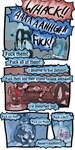 1:2 2016 anthro biped butt canid cobalt_(tatsuchan18) collar comic daisy_(tatsuchan18) detailed_background dialogue english_text eyes_closed female fenrir_(tatsuchan18) fur group hair havoc_(tatsuchan18) hi_res hyena lagomorph leporid lying male mammal mink_(tatsuchan18) on_back open_mouth profanity rabbit sitting spank_marks speech_bubble tatsuchan18 text