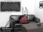 2020 2_horns 4:3 anthro arthropod biped black_body black_eyes breasts camera casting_couch character_name cloak clothed clothing crystaluranium dialogue digital_media_(artwork) english_text female furniture hollow_knight hollow_knight:_silksong horn hornet's_needle hornet_(hollow_knight) insect inside interview melee_weapon meme nail_(weapon) photo_background photography_(artwork) recording red_cloak red_clothing sitting sofa solo team_cherry text text_box weapon white_body