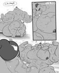 4:5 abs anthro back_muscles balls big_balls big_pecs big_penis comic dialogue digital_drawing_(artwork) digital_media_(artwork) elephant elephantid english_text genitals growth hi_res huge_balls huge_pecs huge_penis huge_thighs hyper hyper_balls hyper_genitalia hyper_penis male mammal mohawk muscle_growth muscular pecs penis proboscidean solo text thick_thighs trunk tusks uniparasite vains vein veiny_muscles veiny_penis xythan_(character)