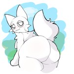 anthro big_butt butt domestic_cat eyelashes felid feline felis female fluffy fluffy_tail fur hi_res huge_butt incredibox irougaki looking_at_viewer mammal nude solo sprunki tail thick_thighs wenda_(sprunki) white_body white_fur