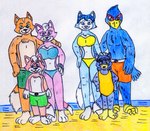 anthro avian beach beak bird black_nose blue_eyes canid canine child clothed clothing daughter_(lore) domestic_cat falco_lombardi family family_photo family_portrait fan_character father_(lore) father_and_child_(lore) father_and_daughter_(lore) father_and_son_(lore) felid feline felis female fox fox_mccloud fur galliform green_eyes group hair hand_holding happy hi_res interspecies jose-ramiro katt_monroe kevin_mccloud_(ameth18) krystal_(star_fox) male male/female mammal mother_(lore) mother_and_child_(lore) mother_and_daughter_(lore) mother_and_son_(lore) multicolored_body multicolored_fur nintendo parent_(lore) parent_and_child_(lore) parent_and_daughter_(lore) parent_and_son_(lore) phasianid pink_body pink_fur sand sea seaside sky son_(lore) sophie_lombardi_(ameth18) star_fox swimming_trunks swimwear topless topless_anthro topless_male topwear two_tone_body two_tone_fur vest water white_body white_fur white_hair young young_anthro