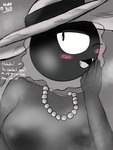 3:4 aura blush blush_lines breasts clothing drow462 fangs female gastly gem generation_1_pokemon ghost hat headgear headwear hi_res humanoid jewelry lady_gastly_(word360) mature_female necklace nintendo not_furry one_eye_closed pearl_(gem) pearl_necklace pokemon pokemon_(species) sharp_teeth simple_background solo spirit sun_hat teeth text tongue translucent translucent_body wink