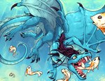 ambiguous_gender aquatic_dragon blue_body dragon feral fish hair mane mane_hair marine mythological_creature mythological_scalie mythology nonbinary_(lore) open_mouth scalie sea shad_noise solo swimming tail underwater veladynee_(character) water