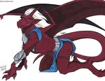 2023 all_fours bottomwear brooklyn_(gargoyles) clothing disney gargoyle gargoyles hair horn humanoid_pointy_ears loincloth looking_back male membrane_(anatomy) membranous_wings red_body solo stray-sketches tail white_hair wings