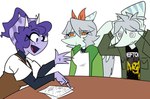 Rating: s
ID: 4905886
Date: 2024-07-08 16:50:56 -0400
Status: active
Score: 5
amber_(snoot_game) anthro blue_body calculator cavemanon_studios ceratopsian chair clothed clothing deftones desk dinosaur facial_horn female freckled_face freckles furniture green_(snoot_game) grey_hair group hair hand_on_head hi_res horn jacket male math orange_eyes ornithischian overalls pencil_(object) prehistoric_species pterodactylus pterosaur purple_body purple_eyes purple_hair reptile scalie sera_(snoot_game) simple_background sitting snoot_game spiral_eyes table topwear triceratops trio unknown_artist white_background post #4905886