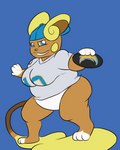 4:5 alolan_form alolan_raichu big_breasts bottomless breasts choshigaiden cleavage clothed clothing fat_rolls female generation_7_pokemon jersey los_angeles_chargers nintendo obese overweight pokemon pokemon_(species) regional_form_(pokemon) sport sportswear