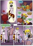 2017 ailurid anthro babystar biped canid clothing comic detailed_background dialogue digital_media_(artwork) dipstick_ears ear_markings eeveelution english_text eyes_closed eyewear female flareon fur gemma_polson generation_1_pokemon glasses group hair hi_res jack_murdock male mammal multicolored_ears nicole_murdock nintendo pokemon pokemon_(species) rasile_murdock red_panda rodent sciurid shirt standing text topwear tree_squirrel zeezee_murdock