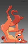 anthro broken_tail canid canine disney fan_character female fox hi_res mammal megan_fawkes paws raised_paw red_fox sergeyfoxx solo true_fox zootopia