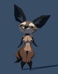 2017 anthro areola bat-eared_fox big_ears blue_background breasts brown_body canid canine clothing female footwear footwear_only fox hi_res high_heels high_heels_only mammal mostly_nude multicolored_body navel nibhaaz nipples nude pubes shoes signature simple_background solo standing tail