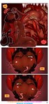 aamon_(james_howard) absurd_res almost_fully_inside anthro bat cheek_bulge comic demon dialogue duo gynomorph hi_res internal intersex intersex/male james_howard male mammal minigirl onlyfans partially_inside patreon size_difference subscribestar tina_(james_howard) vore