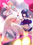 absurd_res acrylictoon big_breasts big_butt black_hair breasts butt clothing crouching duo feathers female female/female hair hi_res hololive hololive_en horn horned_humanoid huge_breasts humanoid legwear light_body light_skin nerissa_ravencroft orange_hair panties stockings takanashi_kiara underwear vtuber