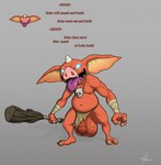 1_horn 2_toes 3_fingers anthro balls big_balls big_penis biped blin_(tloz) bokoblin english_text feet fingers flaccid foreskin genitals holding_object holding_weapon horn huge_balls huge_penis humanoid_genitalia humanoid_penis male nintendo penis profanity solo text the_legend_of_zelda toby_art toes tongue tongue_out vein veiny_penis weapon